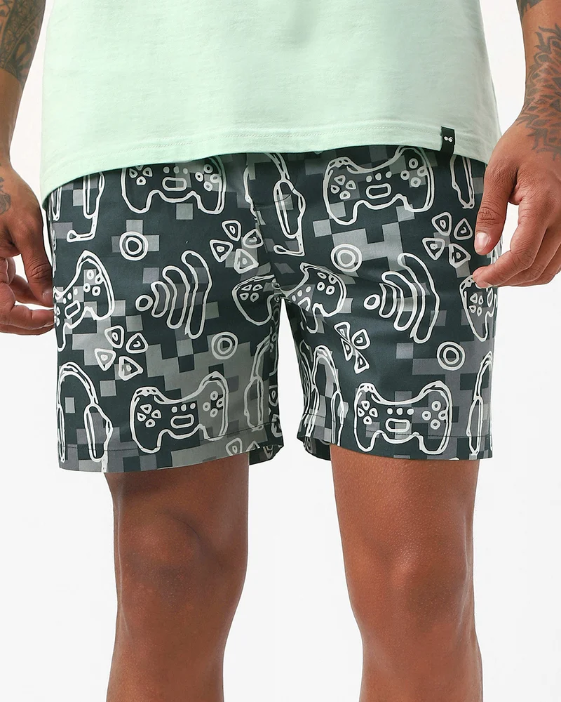 بيواكوف بوكسرات رجالي رمادية بطبعة ألعاب شاملة